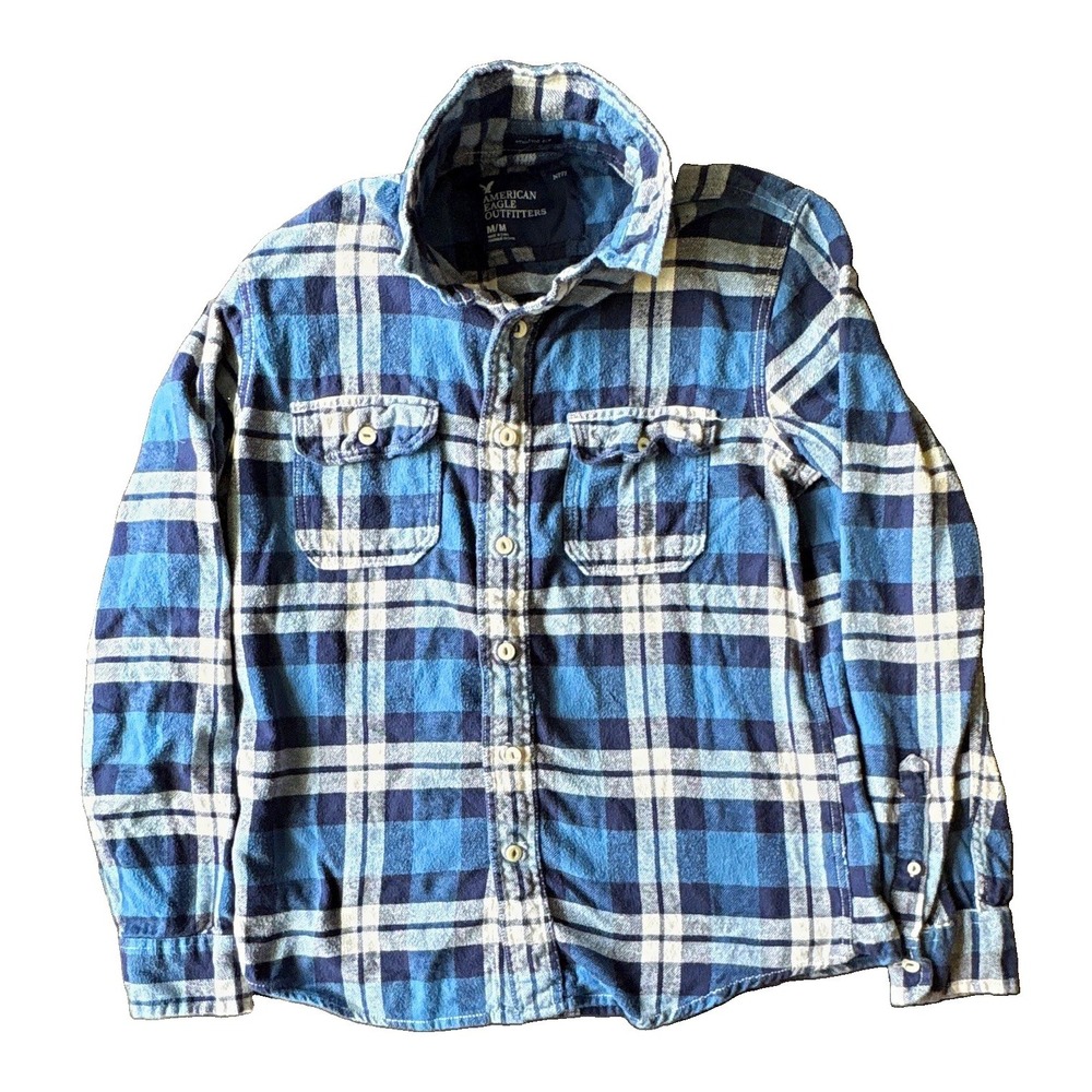 American Eagle Outfitters Men's Cotton Heavy Flannel Plaid Athletic Fit Shirt M